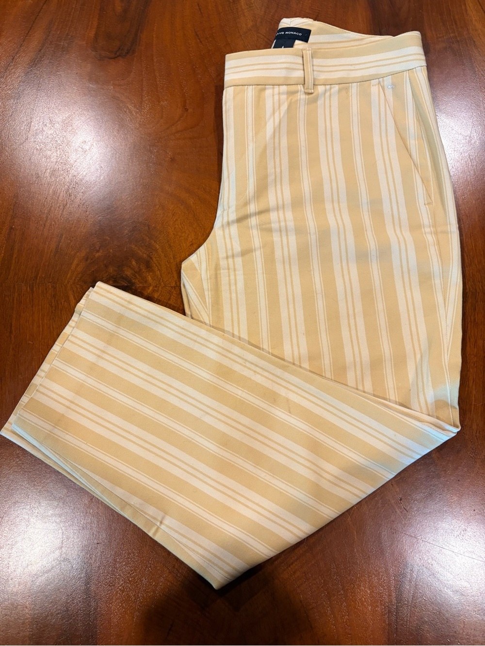 Club Monaco Cream and Tan Striped Chinos, size 6
